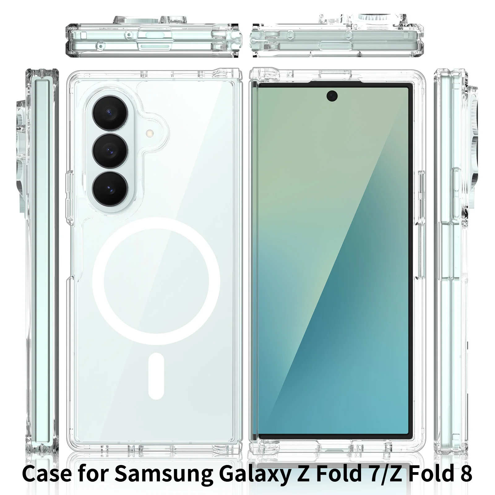 

Luxury Transparent Magnetic Case for Samsung Galaxy Z Fold 8/ZFold7 Set with Magsafe Acrylic Clear Anti-yellow Cover Z Fold 8 Ul