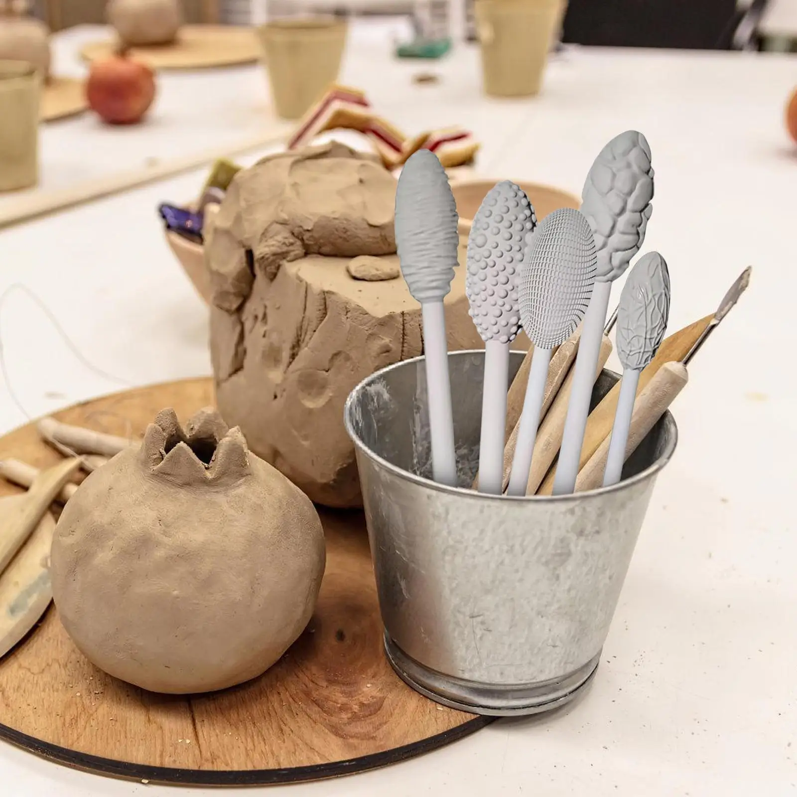 Picture 4: 5PCS Texture Tool Sets For Clay Art Clay Modeling Pattern Rollers Kit Texture Rolling Emboss Plaids Hand Rollers For DIY Crafts