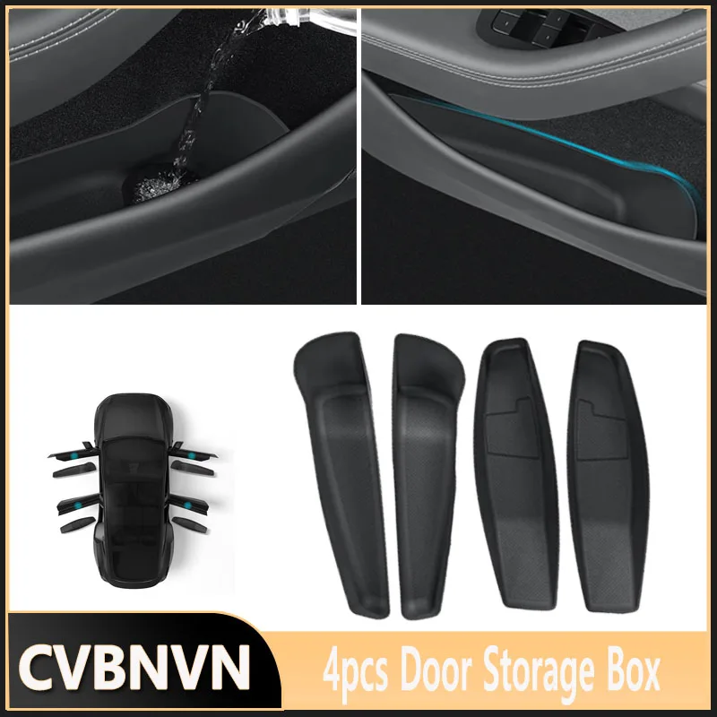 For Tesla Model Y Launch Juniper 2025-Latest Car Door Side Storage Box Front Rear TPE Door Storage Organizer Tray