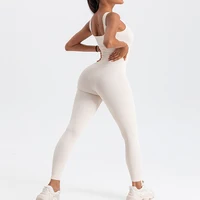 Women's Rompers Long Sleeve Skinny Bodycon Yoga Jumpsuits Ribbed Sports Fitness Casual Square Neck Playsuits Club Streetwear - Image 3