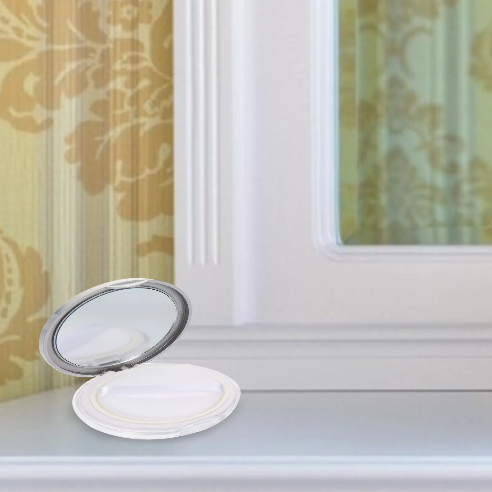 قطعتان من علبة البودرة السائبة المدمجة المحمولة مع حاوية تخزين خفيفة الوزن لمنفخة المرآة لمكياج السفر #2