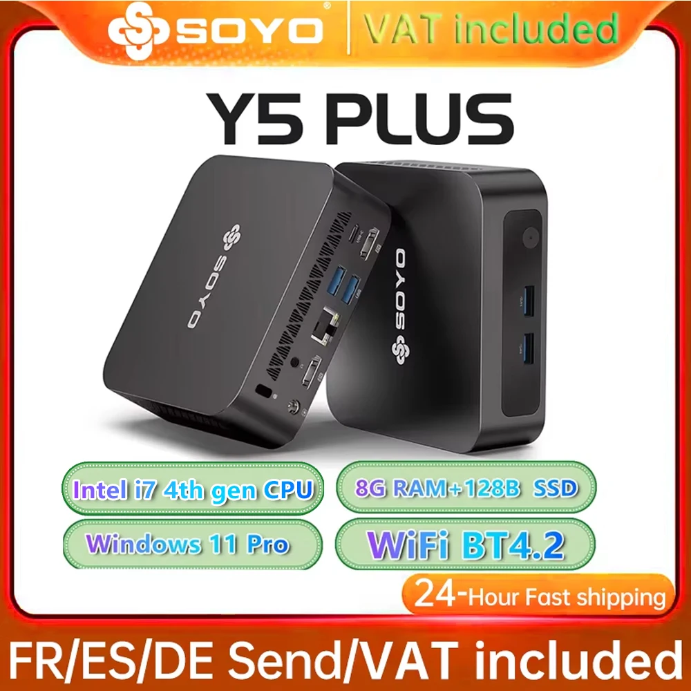 SOYO Mini-PC Y5 PLUS Intel i7 4. Generation 4600U 8 GB RAM GB ROM Windows 11 Pro WiFi BT4.2 Desktop-Computer