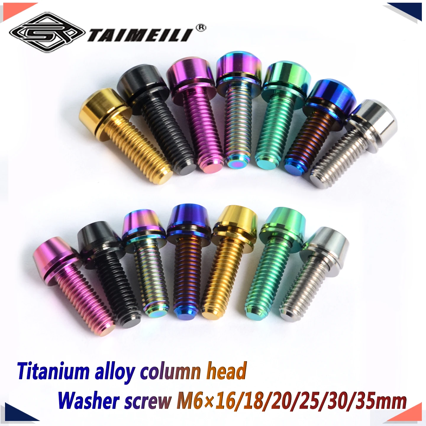Titanium alloy screws GR5 material M6X16/18/20/25/30mm cylindrical head washers screws fixed screws for bicycles