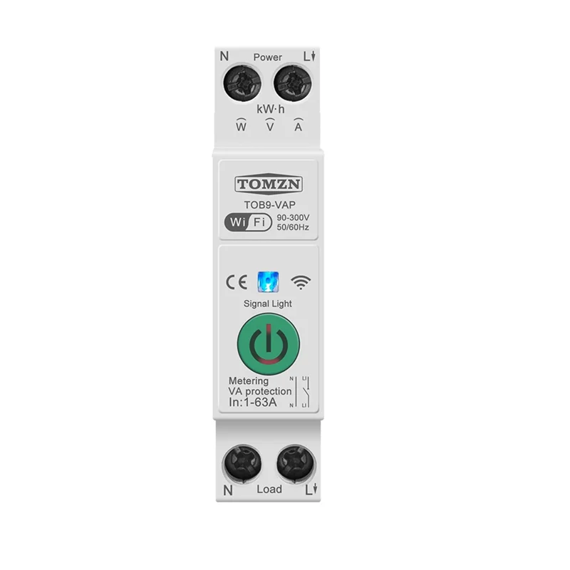TOMZN 63A Tuya Wifi MCB Circuit Breaker Over Current Under Voltage Protection Power Metering Wireless Remote Control Switch-[A04