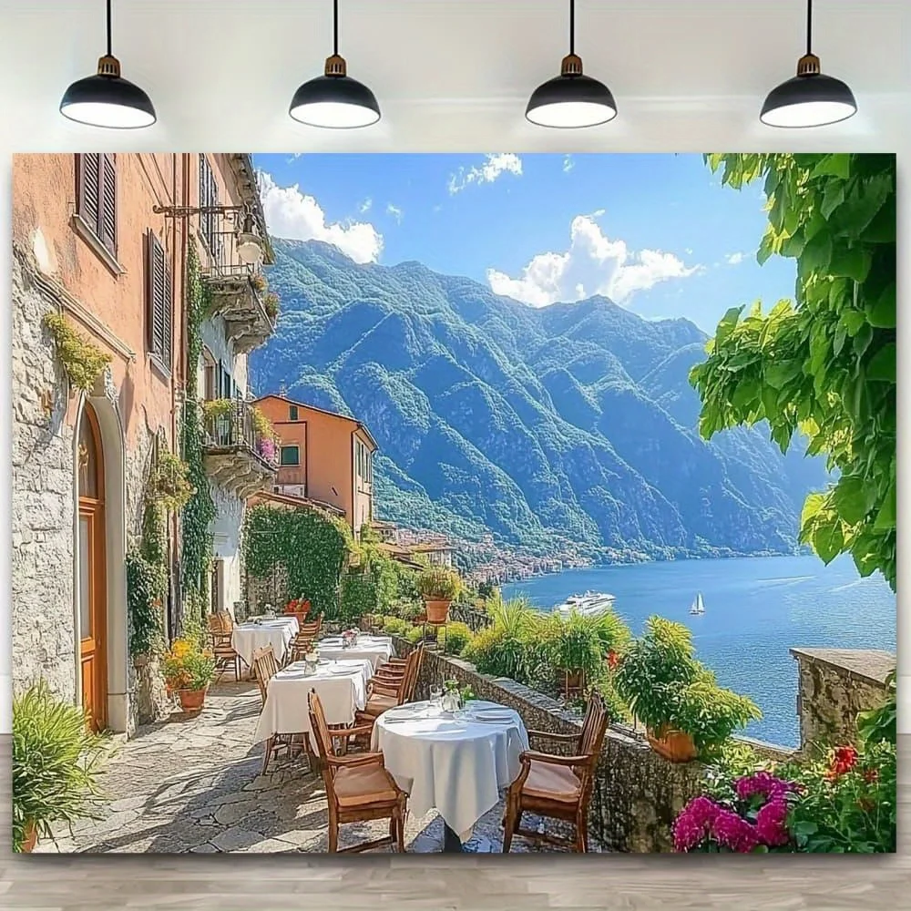 1-teiliges Set [] Europäischer italienischer Hintergrund aus Polyesterfaser für die alte Stadt, Party-Banner-Hintergrundstoff