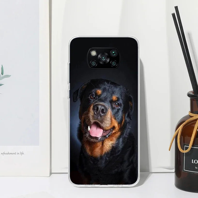 Rott weiler hund telefon hülle für xiaomi poco x6 x5 x4 x3 nfc f6 f5 pro f4 gt f3 f2 f1 m5s m4 m3 art fundas rückseitige abdeckung