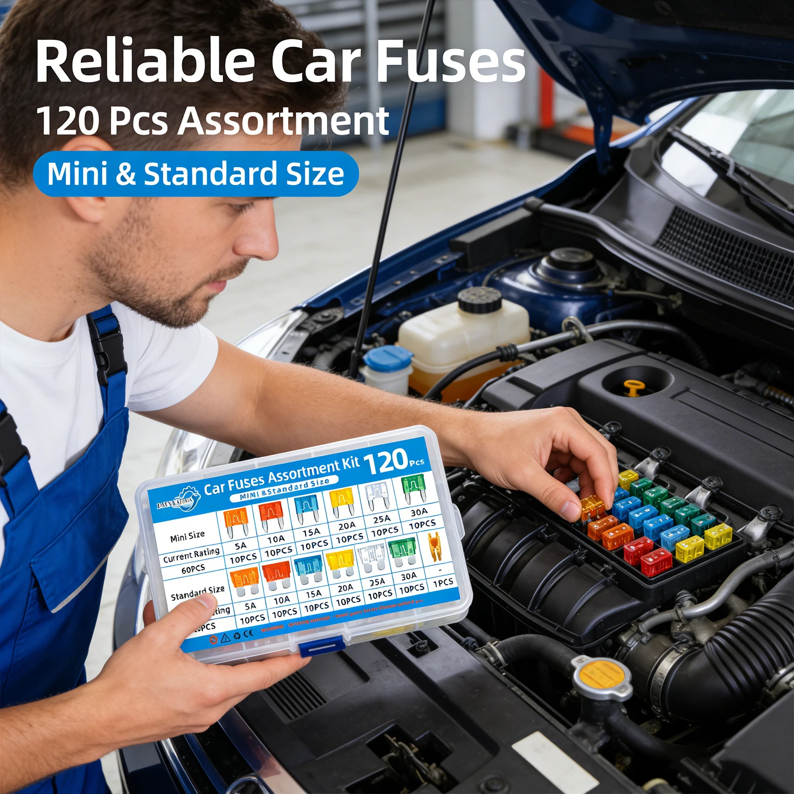 

Набор автомобильных предохранителей (120 шт.): стандартные и мини, 5А, 10А, 15А, 20А, 25А, 30А, с коробкой для хранения и съемником, для грузовиков, лодок, автодомов, мотоциклов