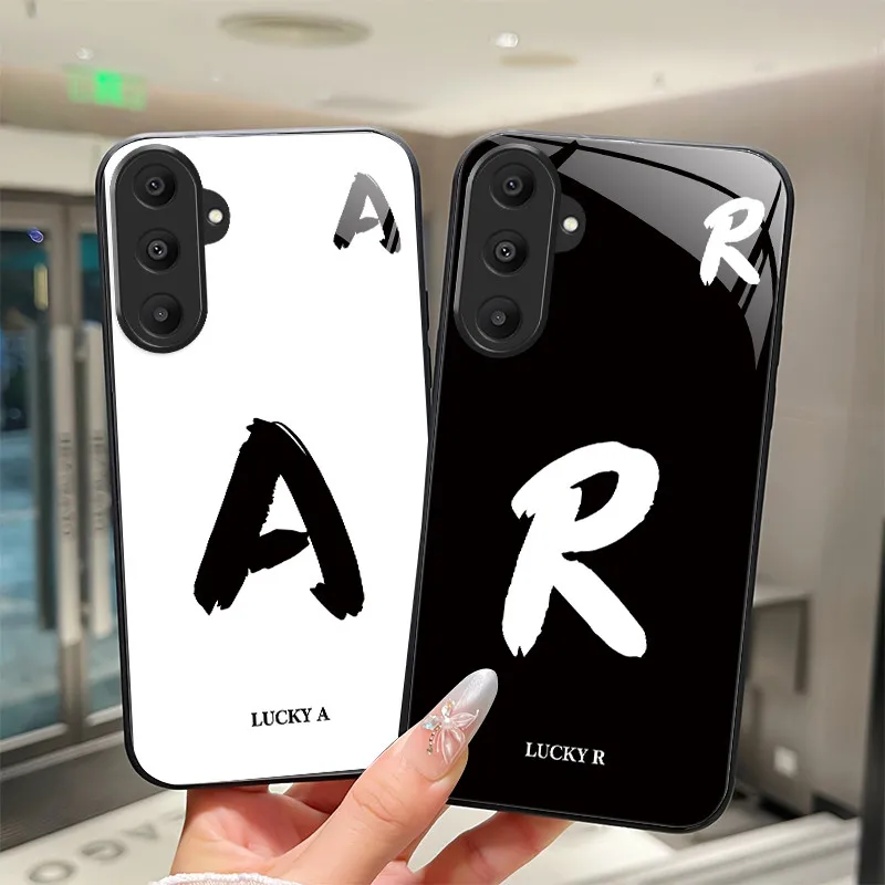 

Case For Samsung Galaxy A16 5G Lucky Initial Letter Couple Cover For Samsung A 16 Tempered Glass Soft TPU & Hard PC Phone Bumper