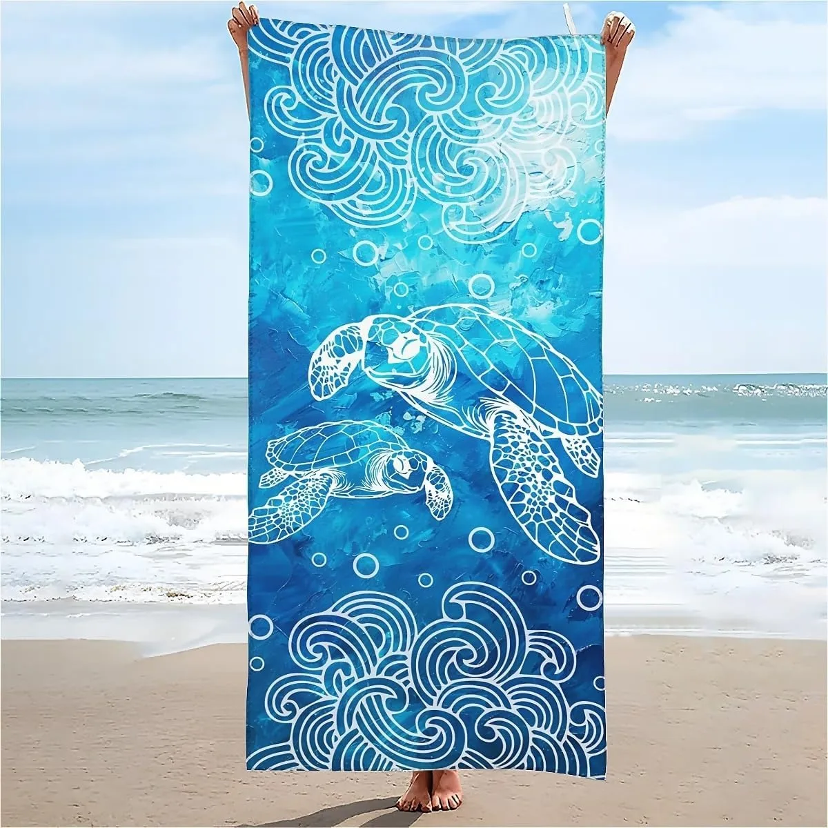 Sea Turtle lines pattern Beach Towel for Family stuffs friend Gift Quick-Dry Sand free For Bath Yoga Beach Camping Swimming GYM