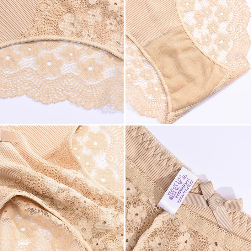 4 шт., удобные мягкие трусы с цветочным бантом, женские сексуальные кружевные трусики с низкой талией, изысканное ажурное женское нижнее белье, большой размер S-XL, новинка