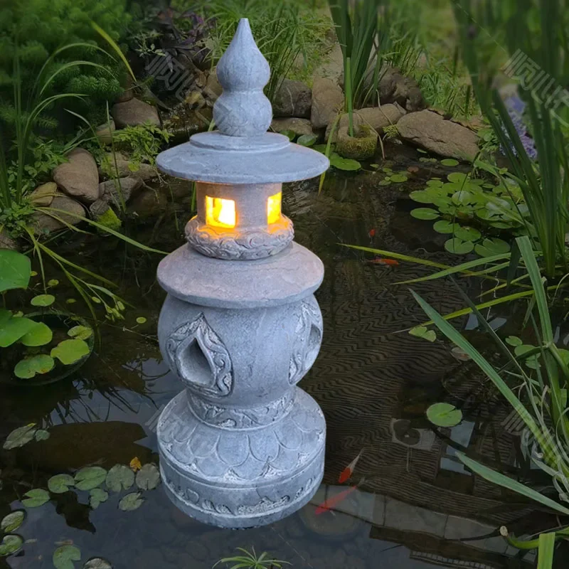 Stone lantern courtyard Chinese bluestone antique pool stone lamp West Lake Santan Yingyue stone lamp garden water feature ornam