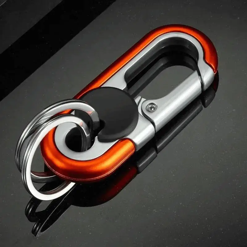 1 Stück Metall-Doppelring Anti-Verlust Schlüsselhalter Drehbarer Karabiner Schlüsselanhänger Schnellverschluss Schlüsselring Anhänger für Männer – Detail 1