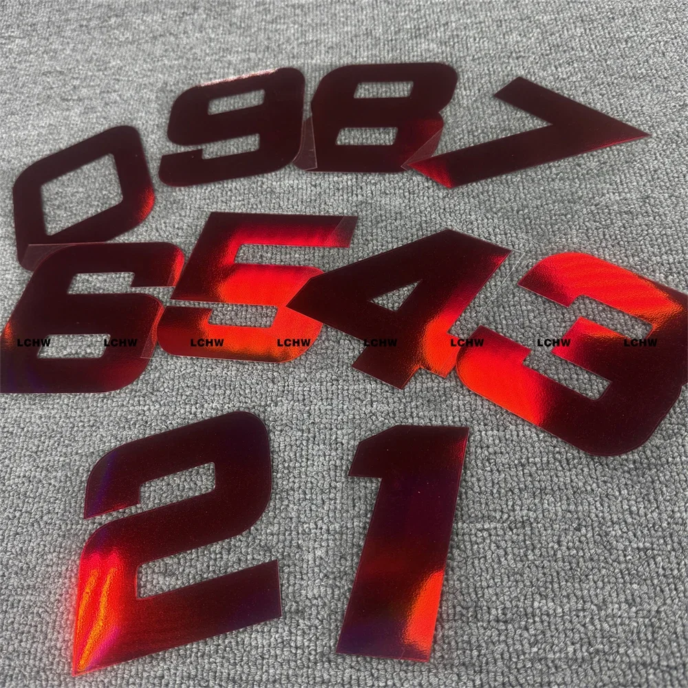 Laser Red Racing Number Digits Sticker Stickers Arabic Numerals Bumper Decal Motorbike Fuel Tank Side Panels Decal