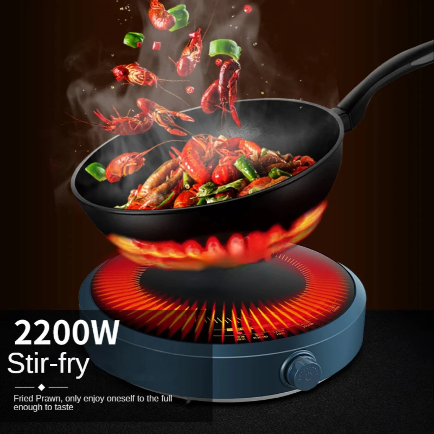 Induction Cooker Boiler Waterproof 2200W Stir-Fry Cooking Plate Intelligent Hot Pot Stove Cooktop Burner