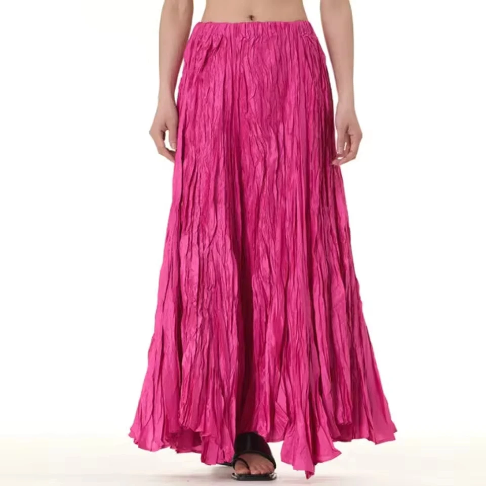 2026 Spring Summer New Women's Ankle-length Pleated Skirt Fashion Versatile Oversize Flare Skirt Elegant Streetwear
