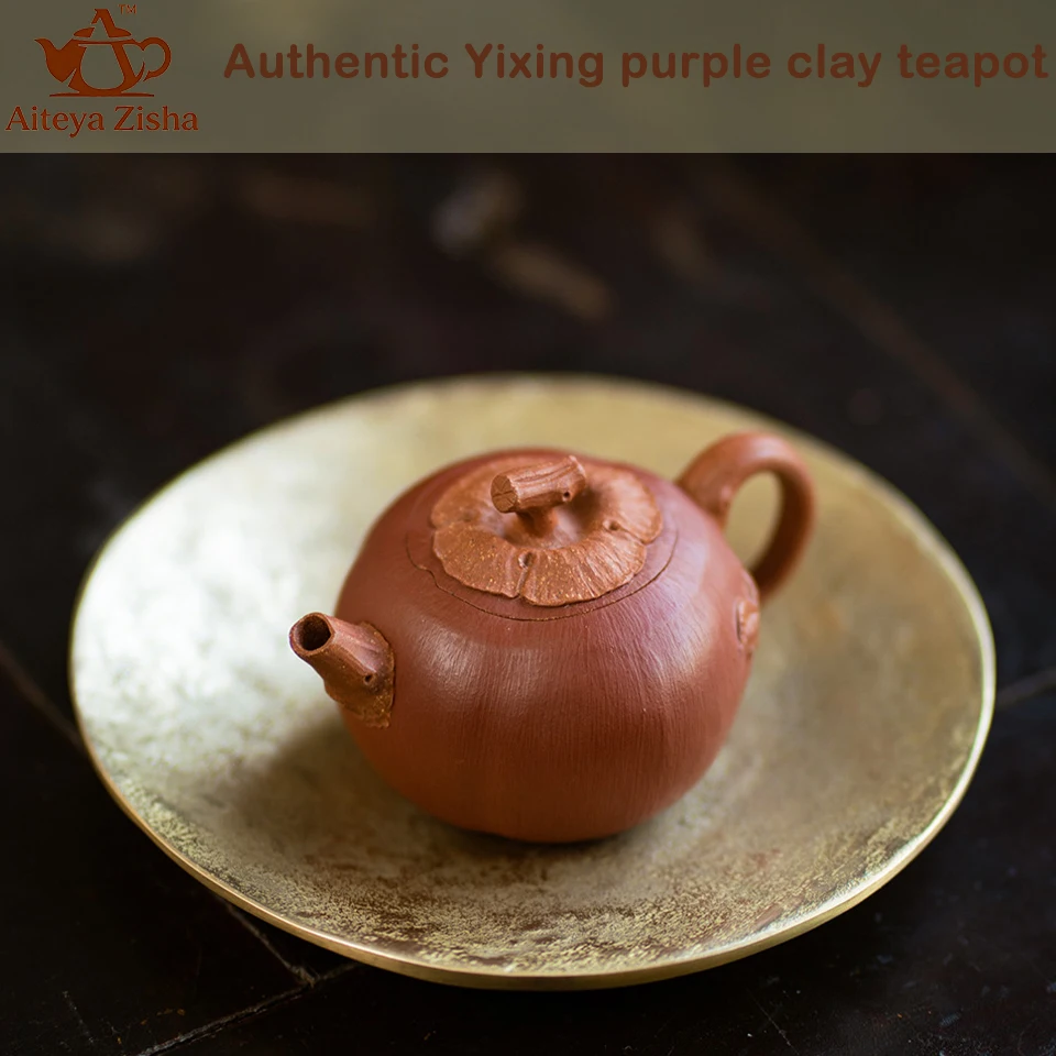 Yixing Handmade Purple Clay Teapot, Biomimetic Pumpkin Persimmon Teapot, Sloping Mud Kung Fu Tea Set, Small Capacity Tea Pot
