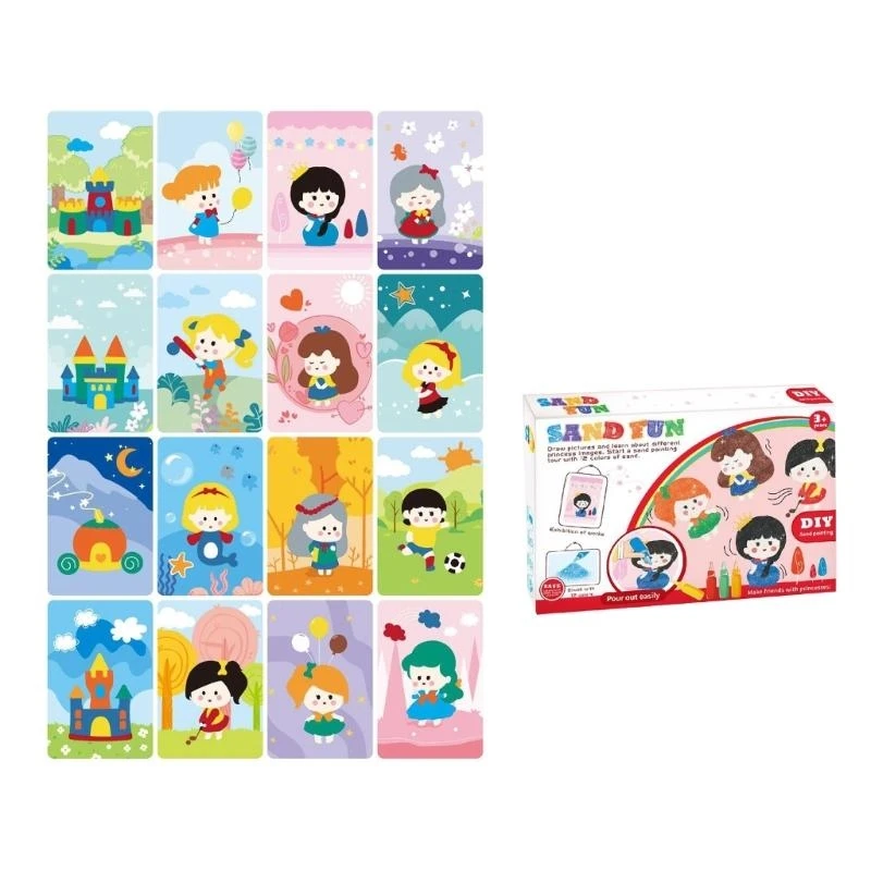 Zestawy kolorowych piasków dla dzieci Ręcznie robione piaski Zestaw do rysowania prezentów urodzinowych Kolorowe piaski
