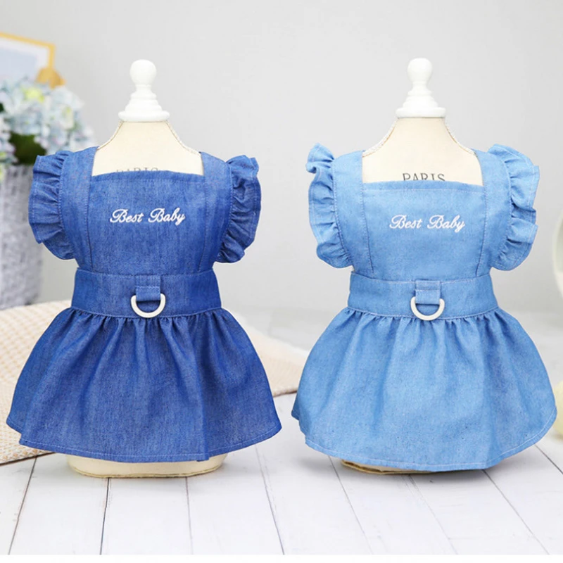 Dog Clothes For Puppy Summer Clothes Small Dog Dress Denim Skirt Harness Dresses for Dogs Apparel disfraz perro roupa cachorro