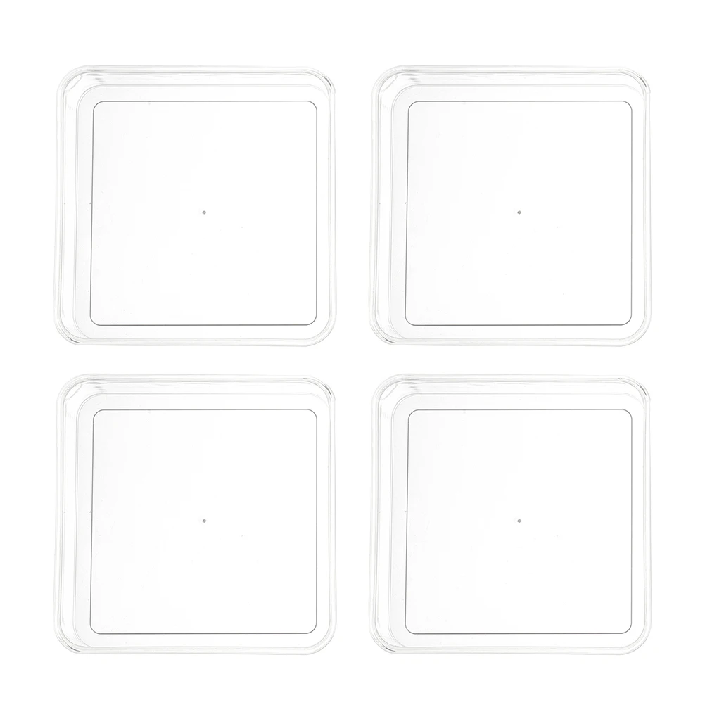 

4 Pcs Transparent Plastic Food Storage Tray Portable Container Snack Dish Pastry Platter Safe Multi Functional Serving