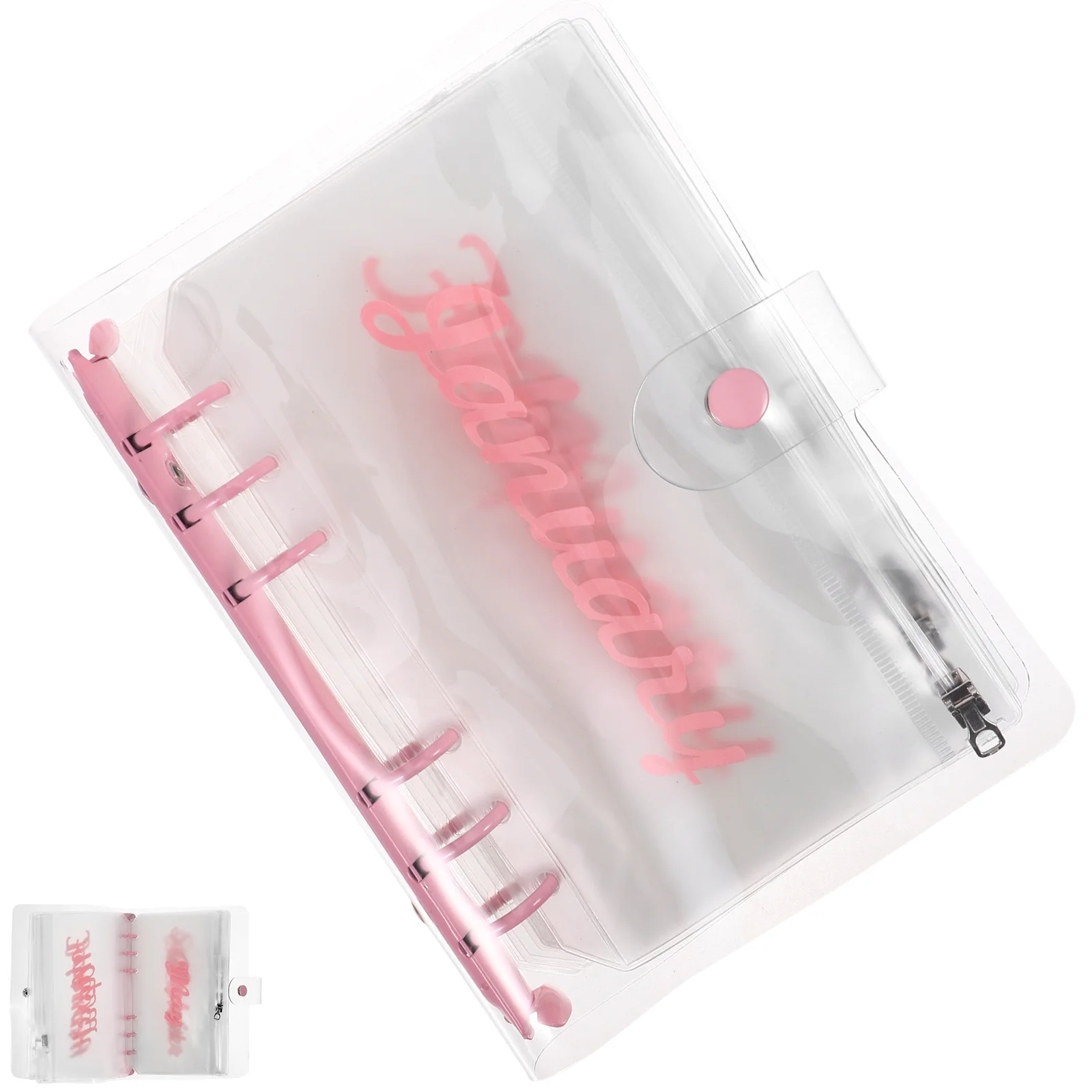 

12 Months Budget Binder Envelopes A6 Pink Plastic Pouches Loose Leaf Bags Cash ganizer Document Filing Notebook Folder 6 Holes