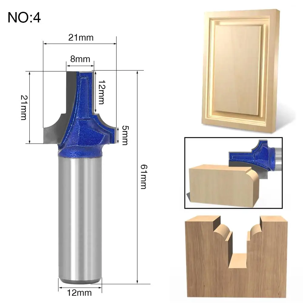 1PC 12MM Shank Milling Cutter Wood Carving Woodworking Door Frame Router Bits Wood Carbide Lassical Door Cabinet Bits Engraving