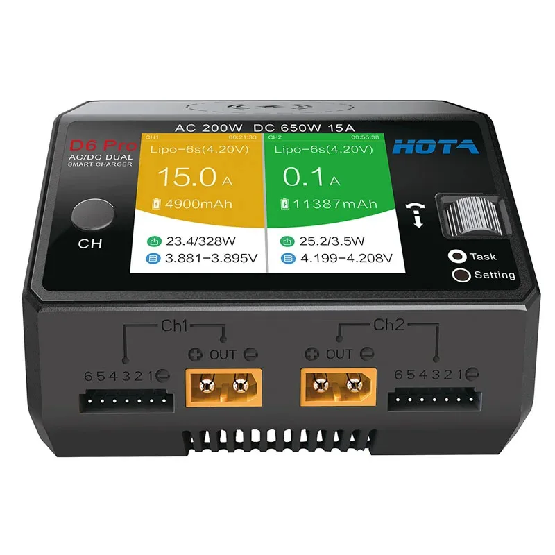 NEW D6 Pro AC 200W DC 650W 15A 2X325W 2X15 ACharger With Wireless Charging for NiZn/Nicd/NiMH Battery RC Drone Spares