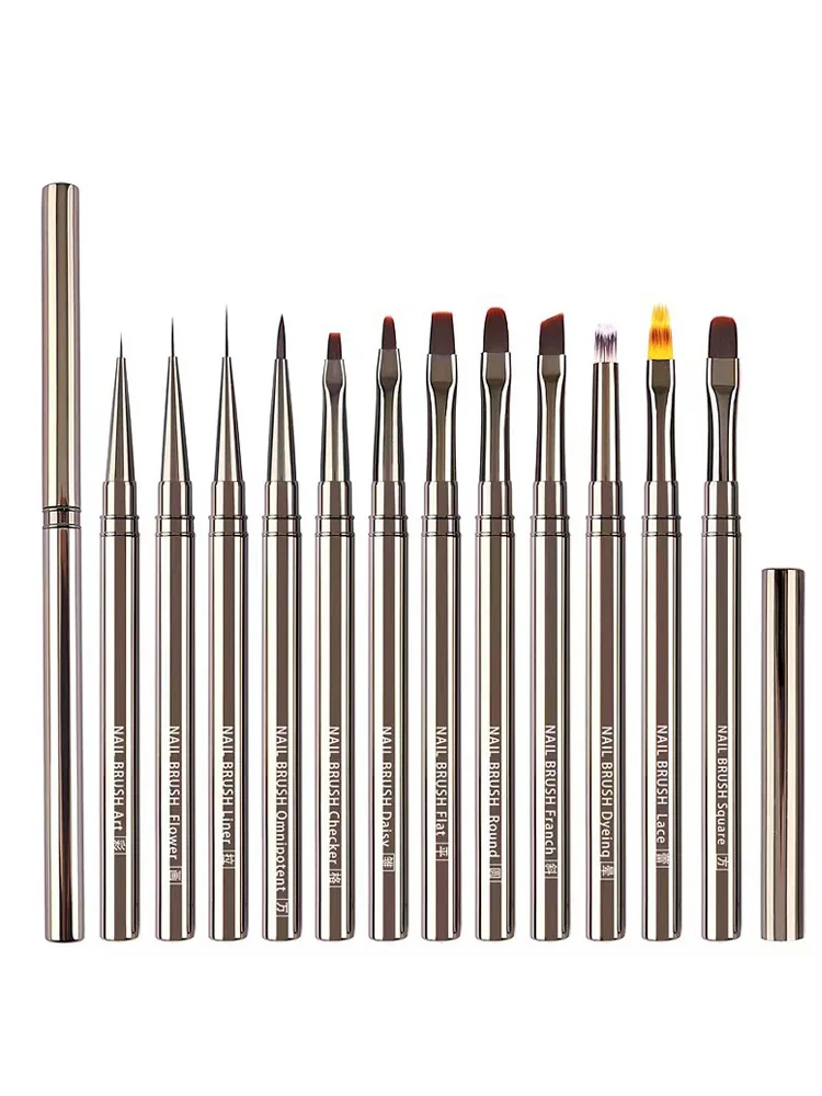 Nail Art Escova com Metal Handle, Nail Liner, Stripe Pattern, Pintura Escova, Acrílico Gel UV,