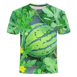 Fashionable Fun Watermelon  Pictures For Men's T-Shirts Trend Digital Printing Casual Round Neck Short Sleeved Tops