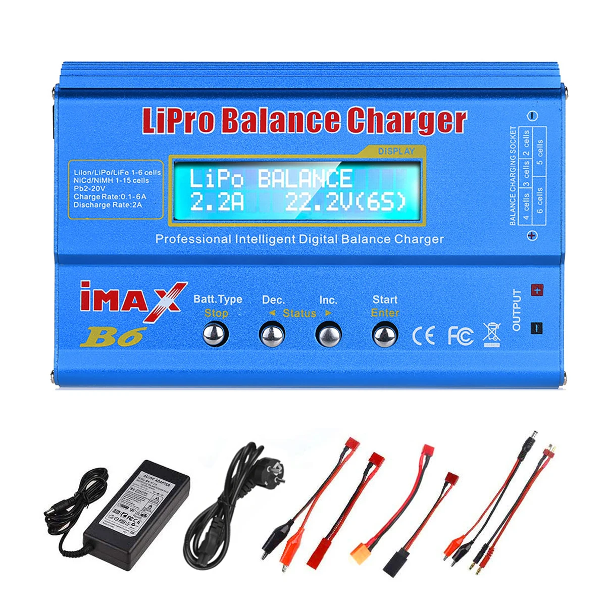 

HTRC iMAX B6 80W Digital RC Battery Charger for Lipo NiMh Li-ion NiCd - Balance Charger Discharger for Rechargeable Batteries
