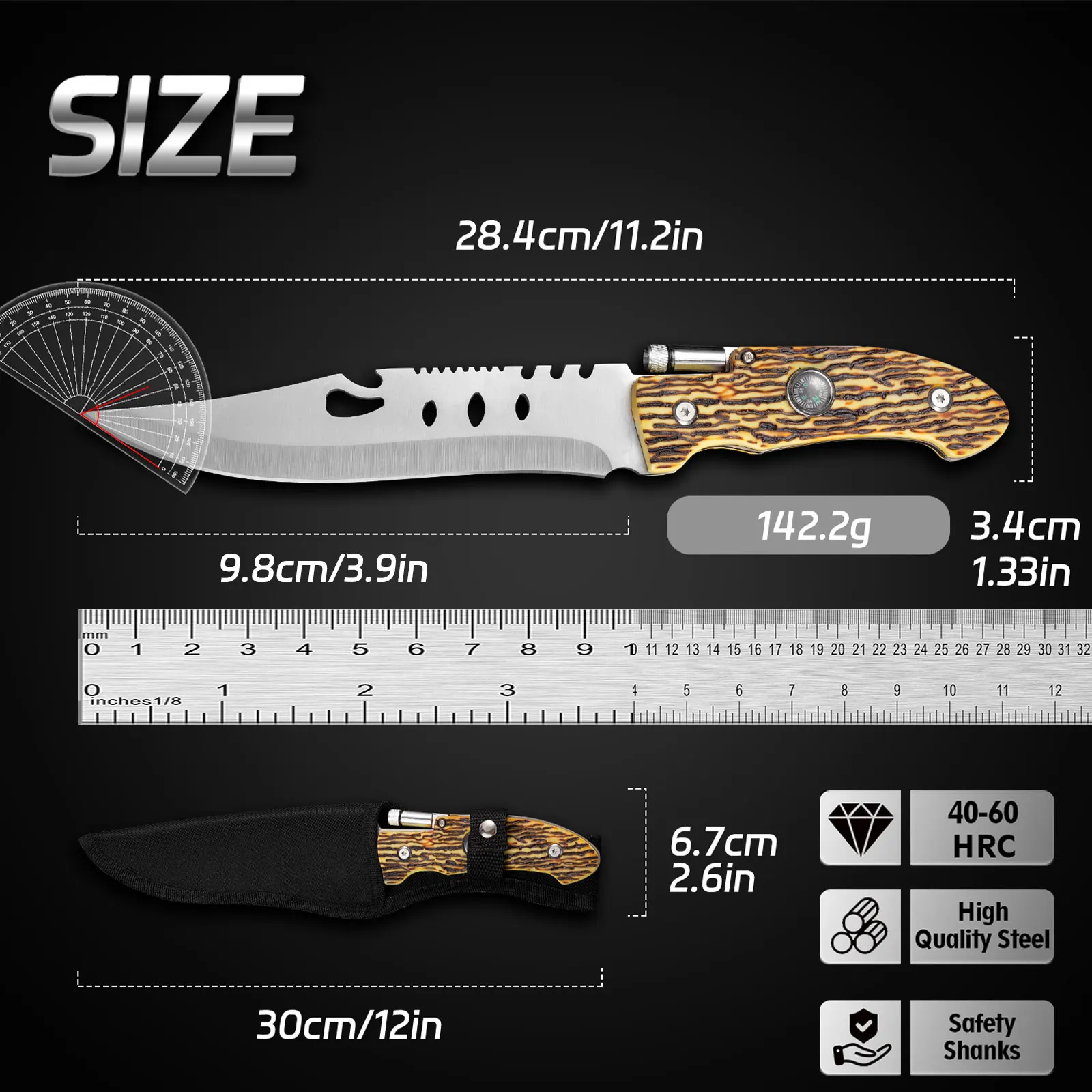 1pc Sharp Military Tactical Knife, Self-Defense, Suitable for Wild Adventure Survival, Fishing Multi-use Knife