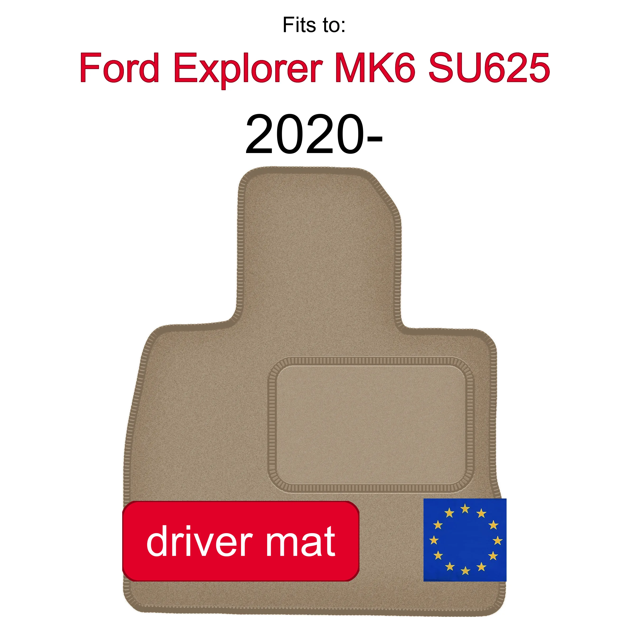 Tapis en velours pour conducteur pour Ford Explorer MK6 SU625 SUV (2020-) -beige, ajusté (1 pièce)