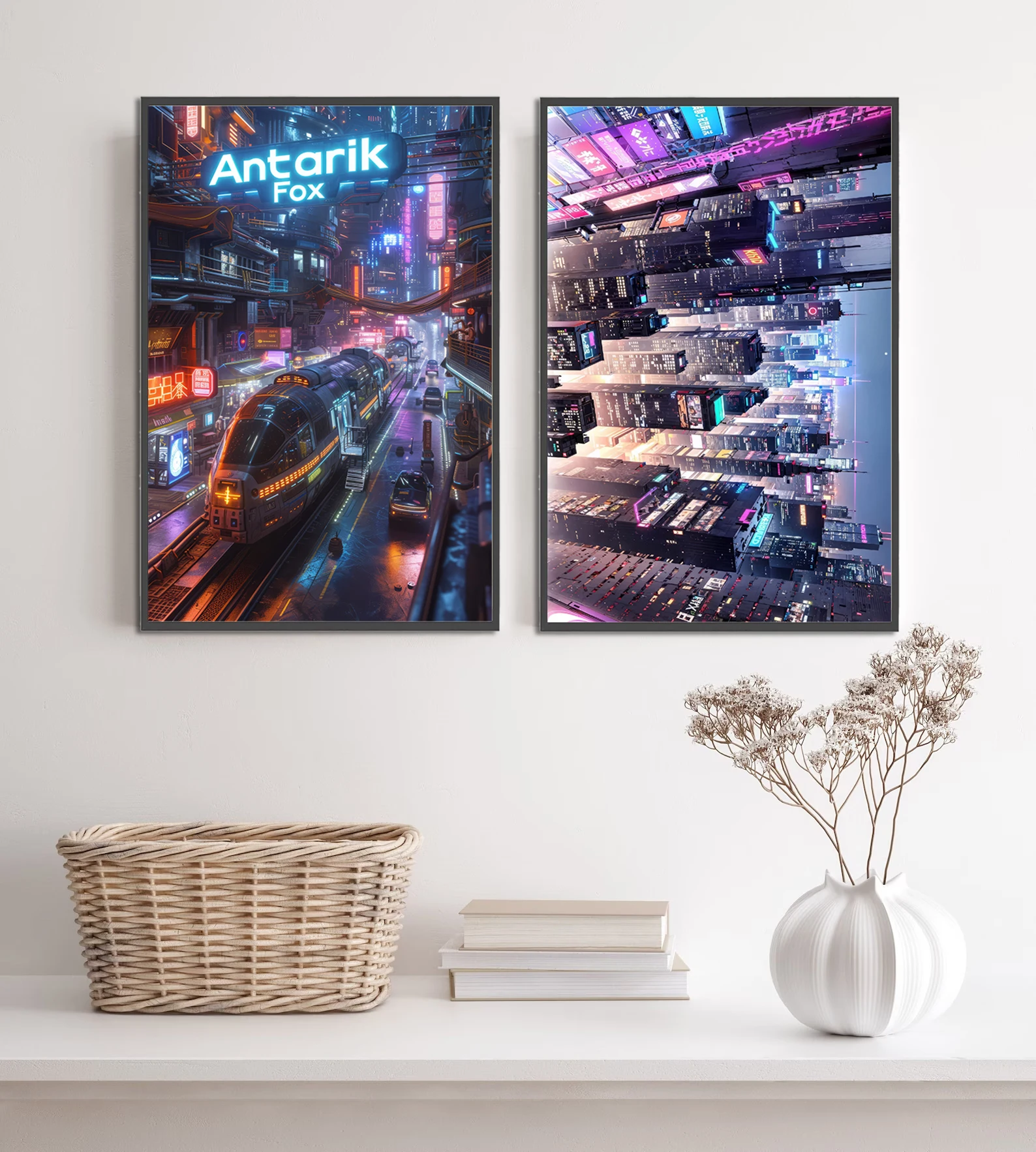 Canvas Painting Cyberpunk City Self-adhesive Poster Figures Home Decoration Art Cartoons Computer Room Wallpaper Gift Wall Decor