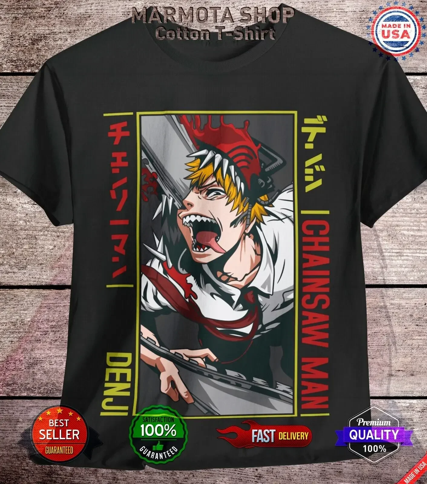 Denji Chainsaw Man Shirt Anime Tee T-Shirt Pochita Horror Manga Otaku Makima