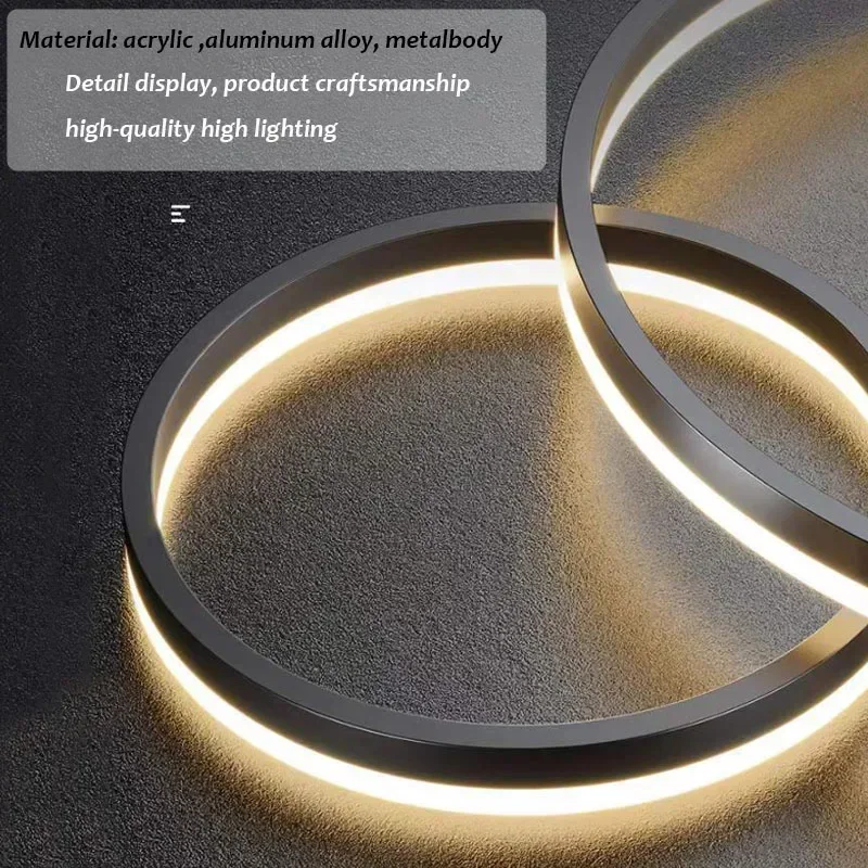 2024 Modern Led Crysta Chandelier Home Lighting Brushed Rings Ceiling Mounted Pendant Lighting Hanging Lamp Gold&Coffee Color