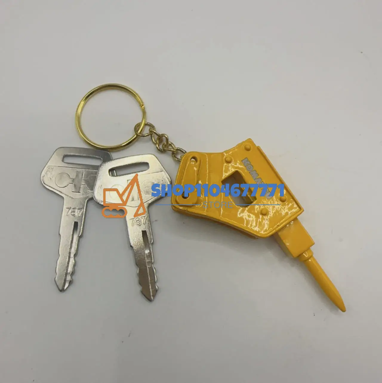 

2PCS 787 Ignition Key with Bucket Key Chain for Komatsu Excavator Heavy Equipment Bottle Opener Keychain F0002 New