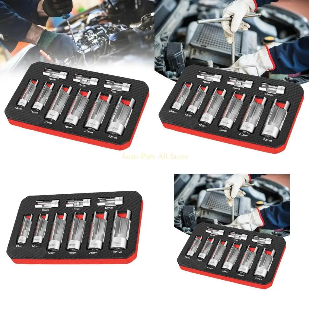 

J0MA 9PCS O2 Датчики кислорода сокет гаечный ключ 10-22 мм O2 Установка Установки Установки Инструмент