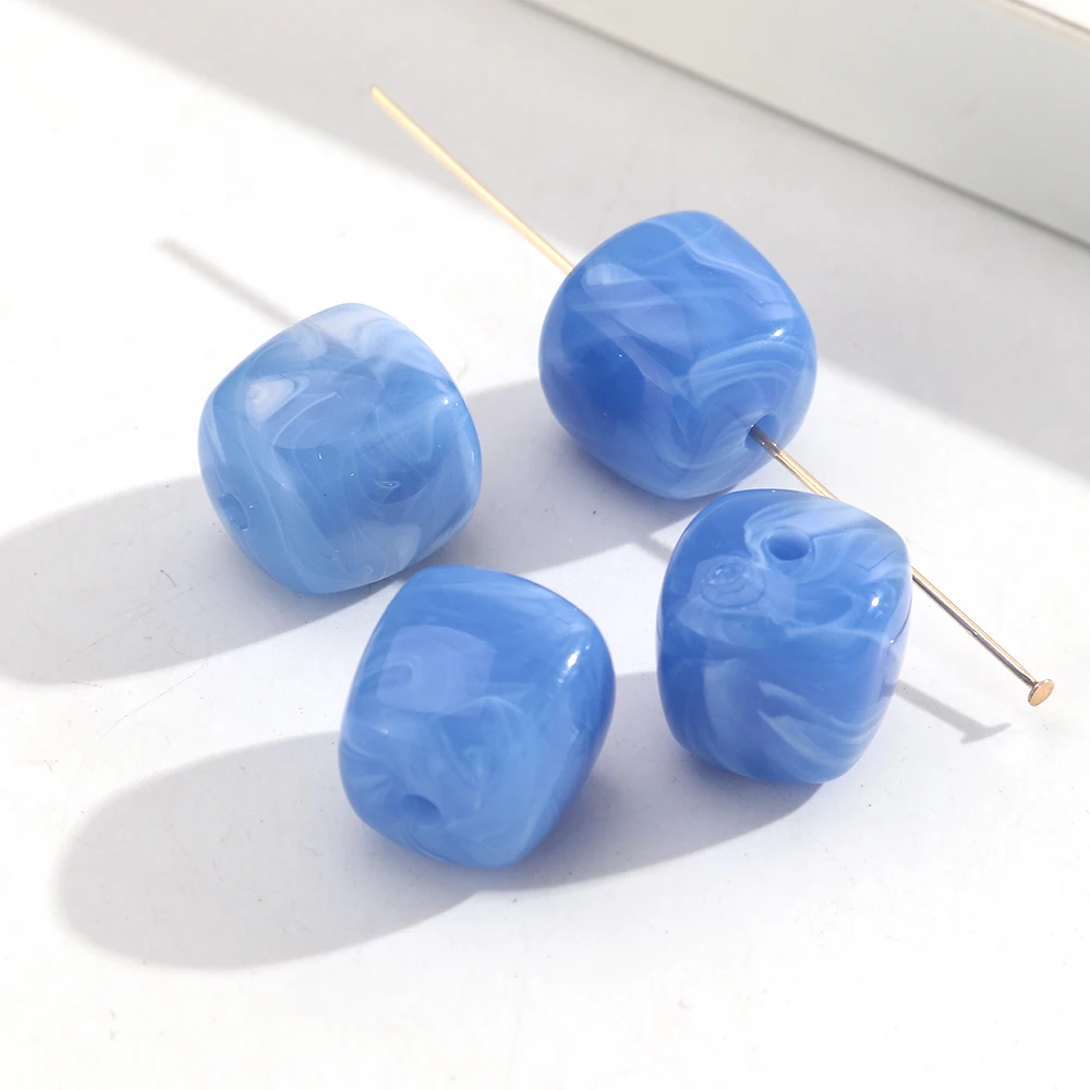 10 stks Marmer Kleur Acryl 16x17mm Vierkante Kubus Vorm Losse Spacer Kralen voor DIY Sieraden Armband Ketting Oorbellen Accessoires