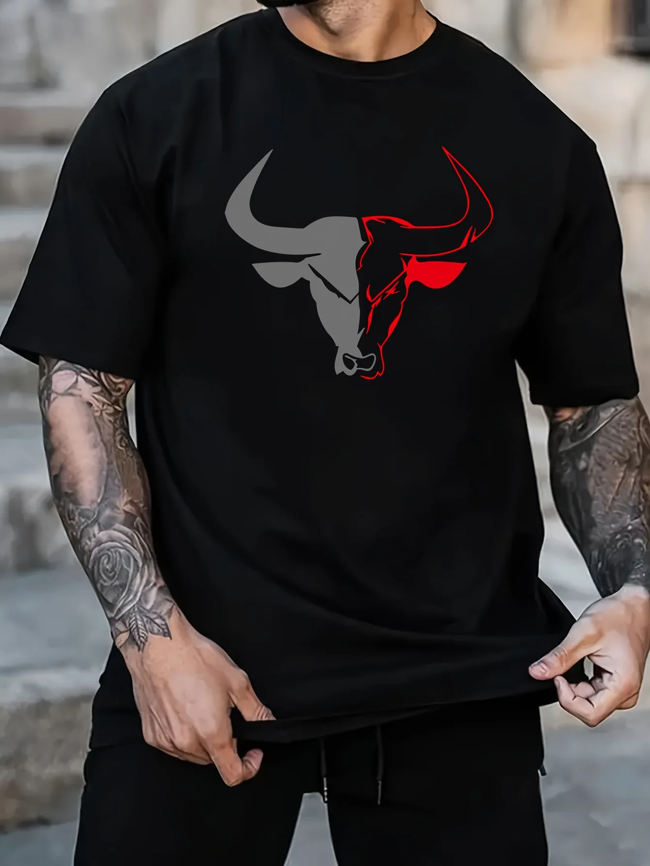 Camiseta de manga corta con cuello redondo y estampado de patrón de BURTON deportivo holgado informal a la moda de algodón puro 100% de verano para hombre