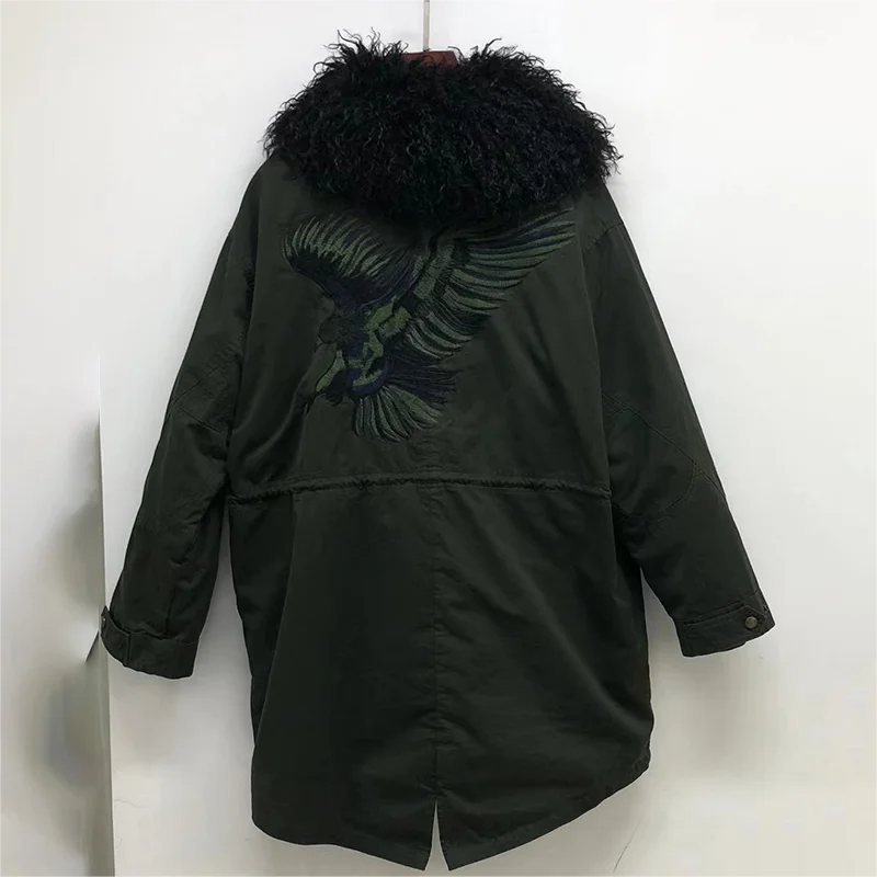 Zadig Women Casual Jacket Army Green Hooded Jackets Top Female Cotton Long Sleeve Zipper Back Embroidery Jacket Winter Suit Co