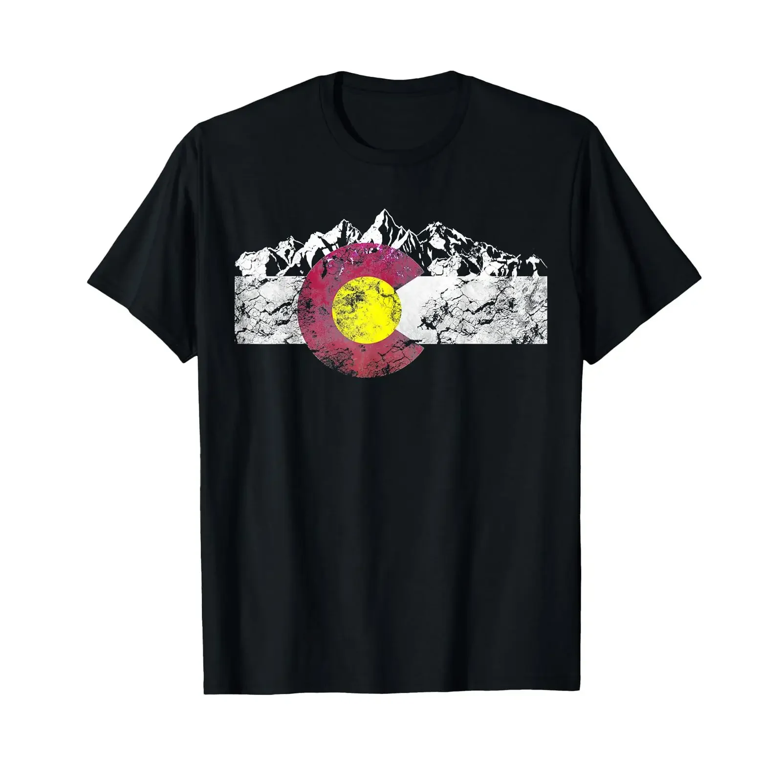 Retro Colorado State Flag Mountain Distressed Vintage Art T Shirt vintage Washed Soft fashion graphic Breathable Slightly