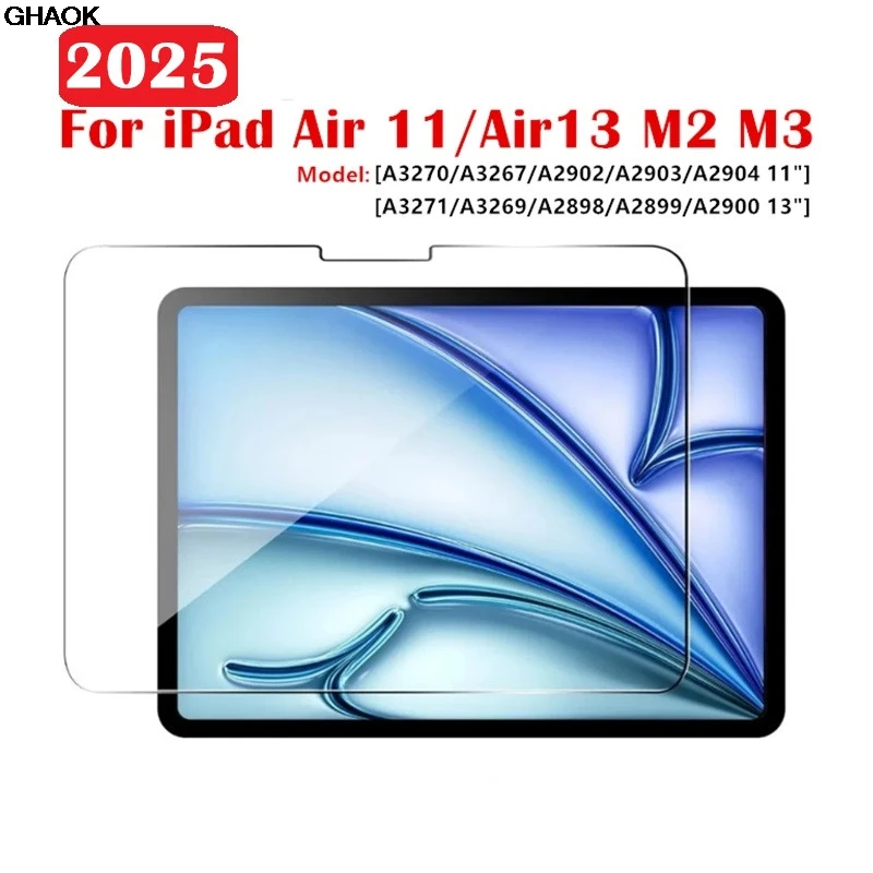 2 قطعة واقي للشاشة من الزجاج المقسى لجهاز iPad Air 13 11 2024 A2898/A2902 M2 Air11 بوصة ipad Air13 M3 2025 A3270/A3271 فيلم اللوحي