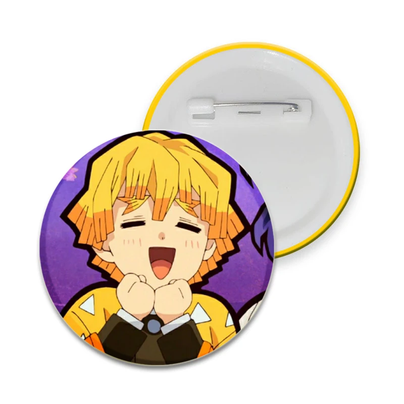 Pin de botón de dibujos animados de Anime, figura de insignia, Agatsuma Zenitsu Mochila De, broches de decoración de ropa, regalos para fanáticos, 32mm, 44mm, 58mm