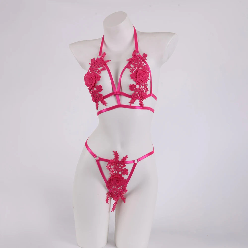 صنم جنسي الملابس الداخلية النسائية الساخنة النساء الملابس الداخلية المثيرة مجموعات الأزهار الملابس الغريبة انظر من خلال الصدرية موجز شهر العسل استخدام خاص