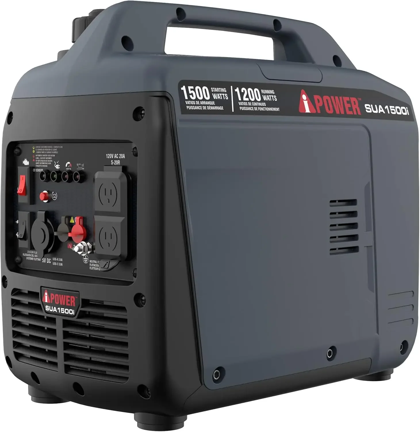 

Portable Inverter Generator, 1500W Super Quiet, EPA & CARB Compliant CO Sensor, Portable Ultra-Light Weight For Backup Home Use