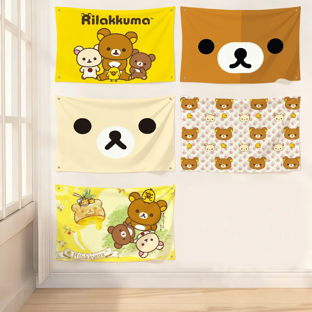 R-Rilakkuma Cute Bear Flag Art Sci Fi Room Home Decor Wall Mount Home Decor Banner