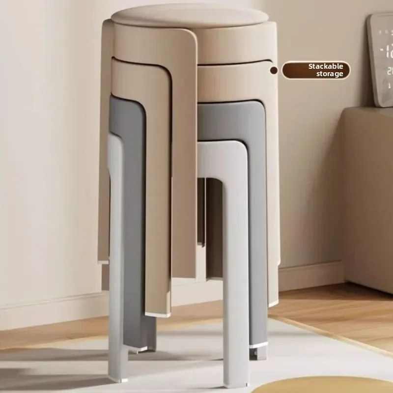 Durable Dining stool can be stacked soft bag round stool thickened plastic high bench living room dining room simple stool