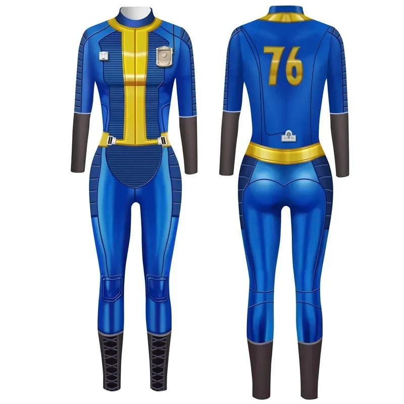 Game Fall Cos Out Cosplay Costume Uniform Lucy Vault Blue Jumpsuit 33 76 111 Men Women Halloween Party Carnival Outfit Bodysuits