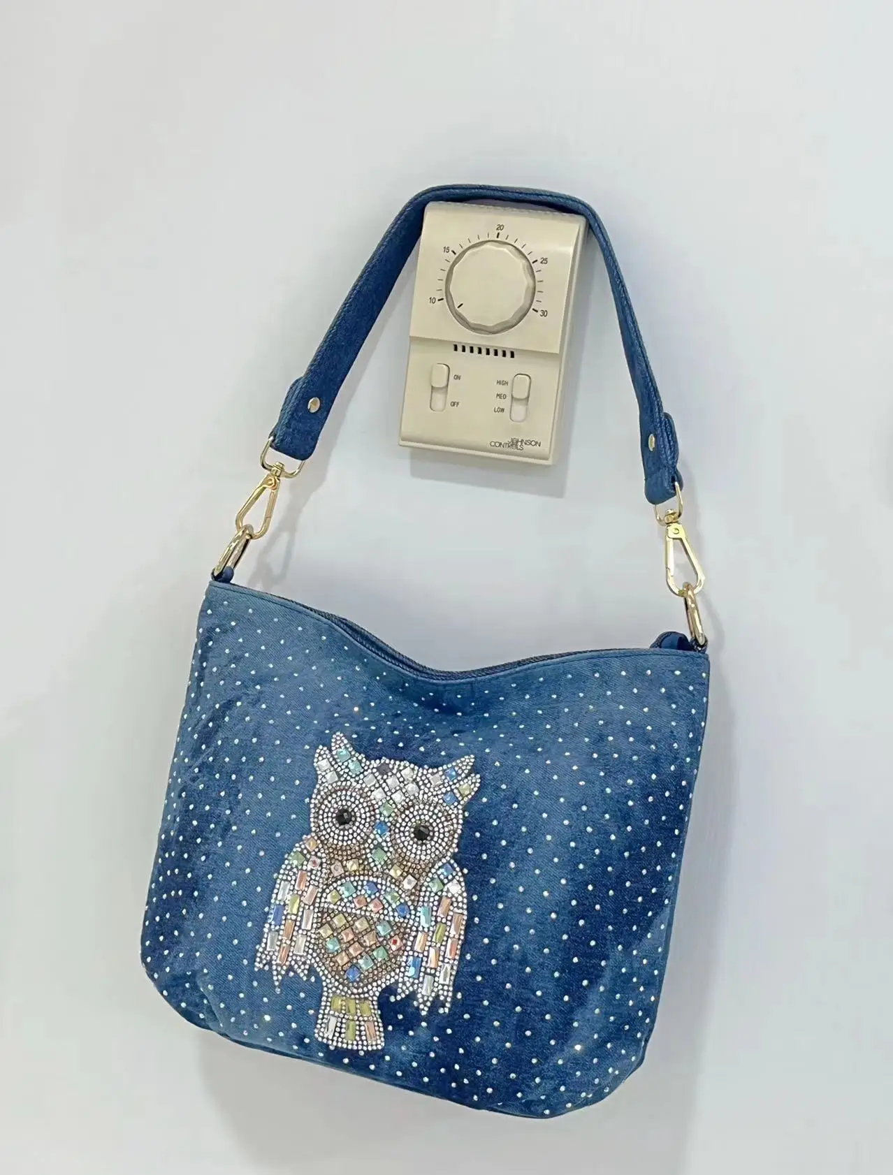 Borsa a tracolla femminile borsa a tracolla in Denim da donna per borsa da donna Sac Fashion Diamonds Owl Bucket Bag