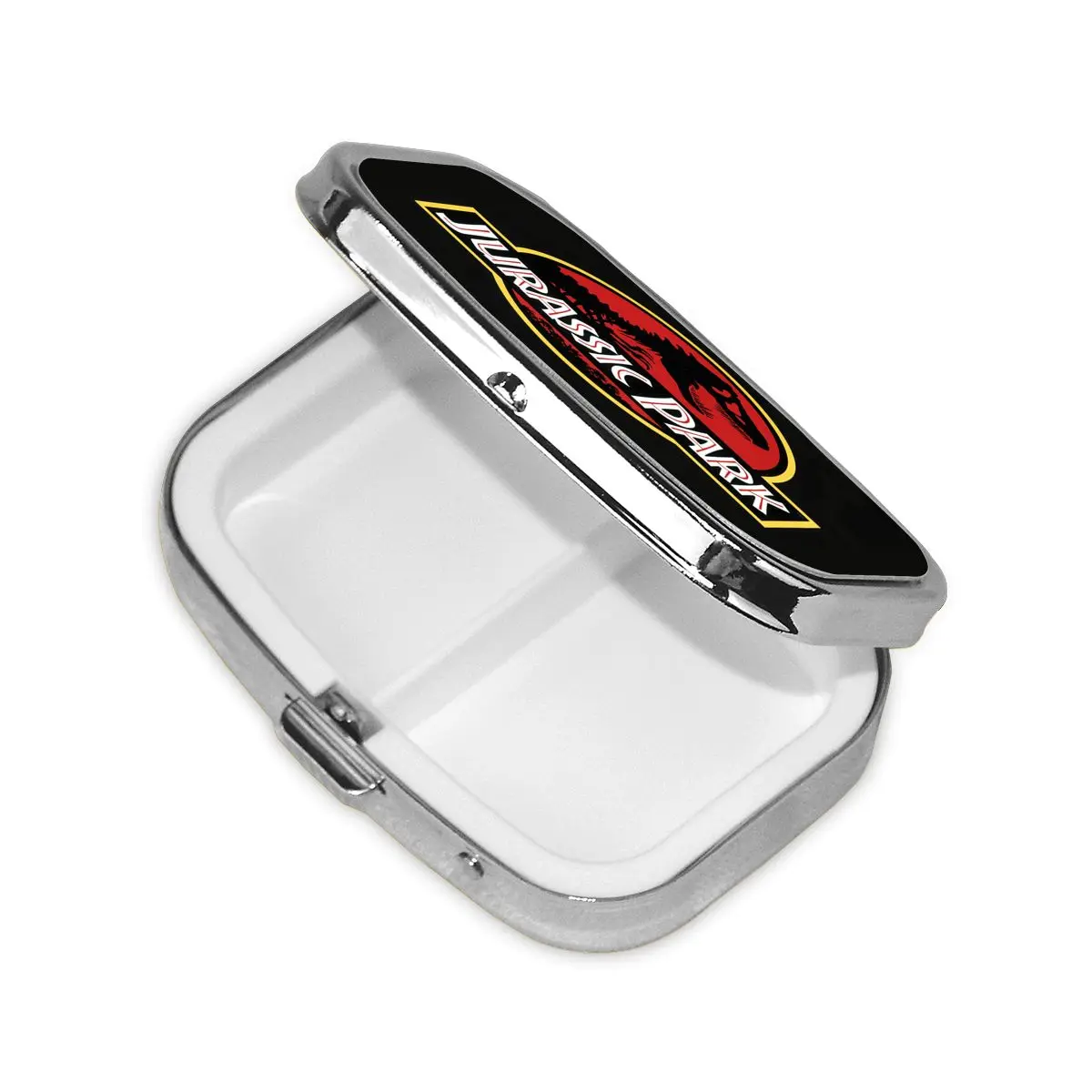 شخصية JJ-Jurassics صندوق حبوب مربع الخيال العلمي ديناصور حاوية حبوب معدنية صغيرة صندوق دواء موزع