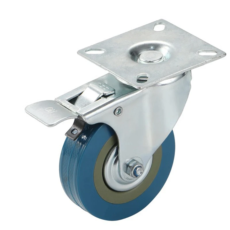 4pcs/set 2.5inch  Heavy Duty Stem Caster Wheels with Brake Plate Castor Wheel for Industrial Equipment